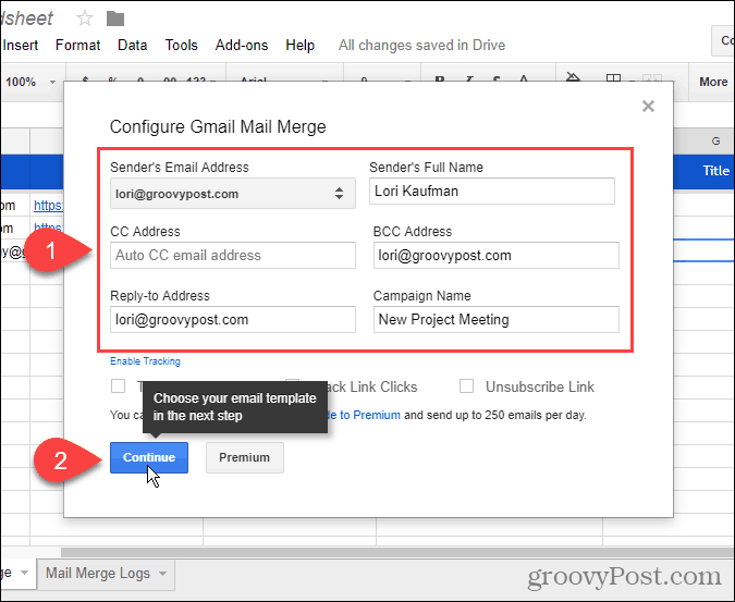 Configurer le publipostage Gmail
