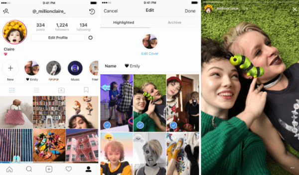 Instagram Stories Highlights permet aux utilisateurs de sélectionner et de regrouper des histoires passées dans des collections nommées.