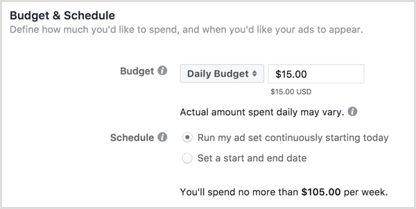 Budget et calendrier des publicités Facebook