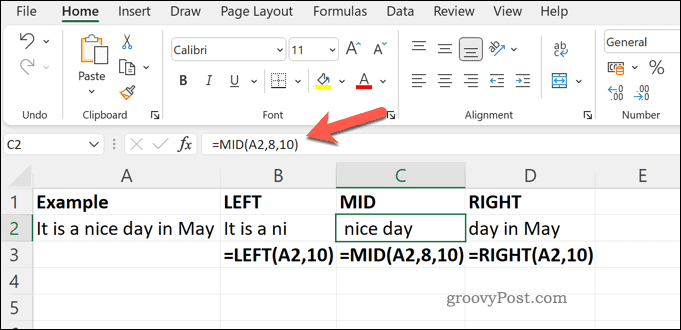 Un exemple des fonctions MID RIGHT et LEFT dans Excel