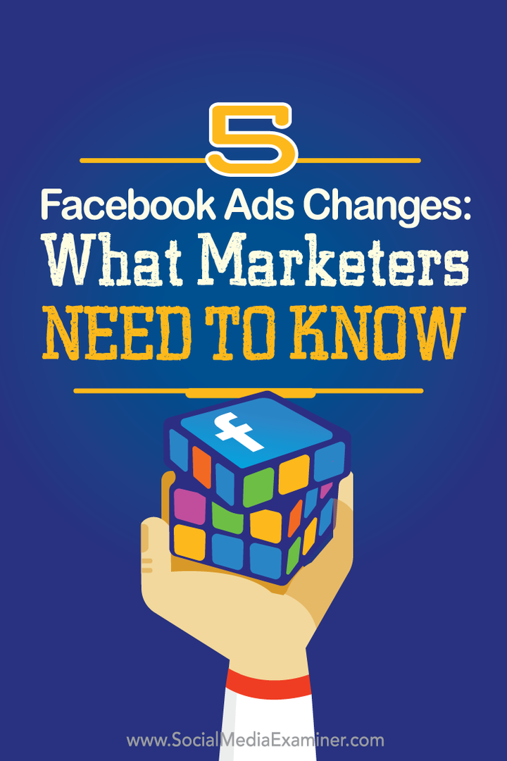 ce que les spécialistes du marketing doivent savoir sur cinq modifications des publicités Facebook