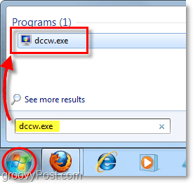 lancer dccw à partir du menu de démarrage de windows 7