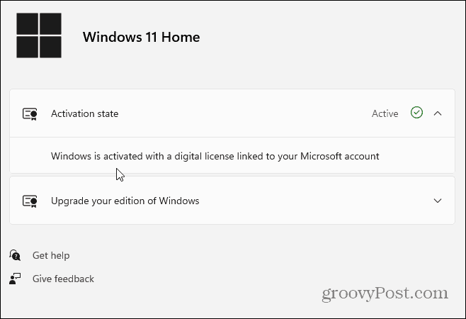 État d'activation Windows 11