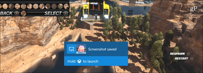 Capture d'écran Xbox One
