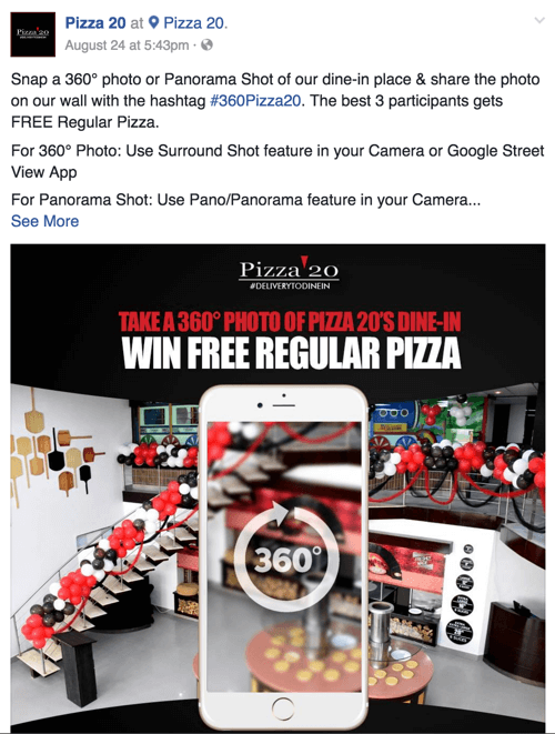 pizza 20 facebook photo à 360 °