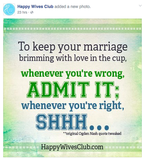 message facebook du club des épouses heureuses