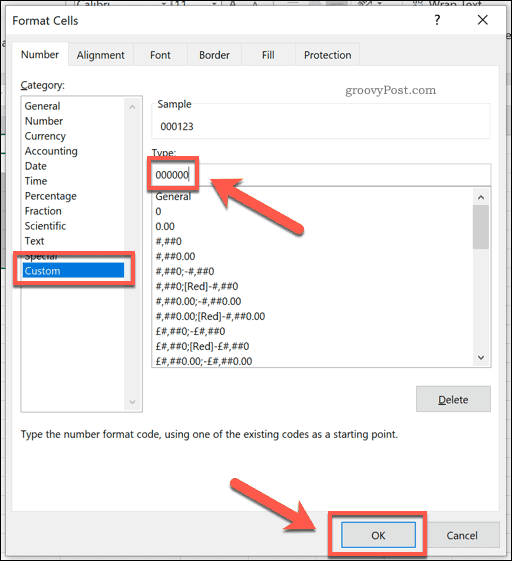 Ajout d'une mise en forme personnalisée aux cellules Excel pour ajouter des zéros non significatifs