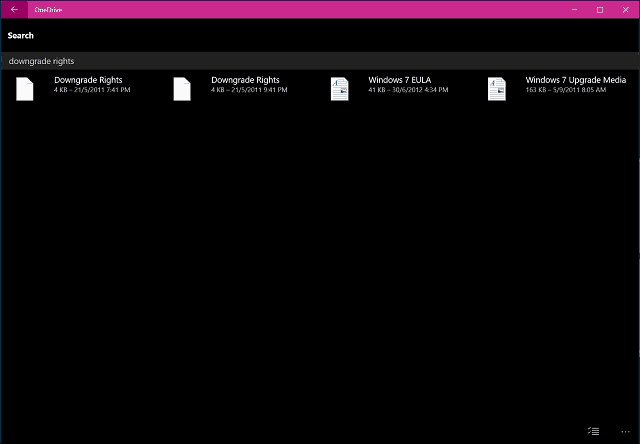 Fenêtres de l'application OneDrive 10 6