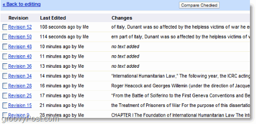 outil d'historique de révision classique de google docs