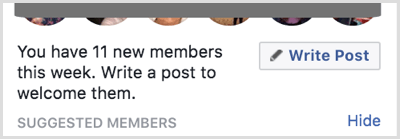 Écrivez un message pour accueillir de nouveaux membres dans votre groupe Facebook.