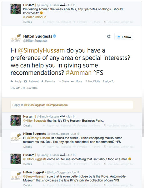 Hilton suggère un tweet