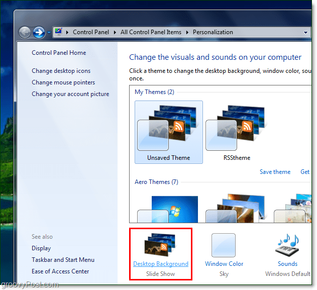 régler la vitesse de rotation de l'arrière-plan dans Windows 7