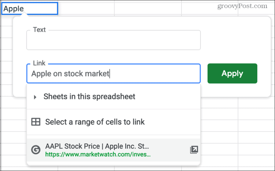 Rechercher un lien dans Google Sheets