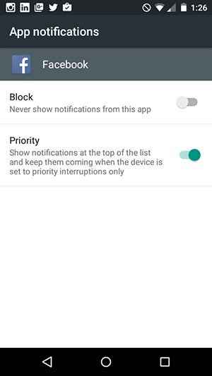 notifications générales de l'application facebook android
