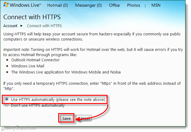 Comment toujours se connecter en toute sécurité à Windows Live et Hotmail via HTTPS