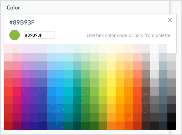 ManyChat sélectionner la couleur