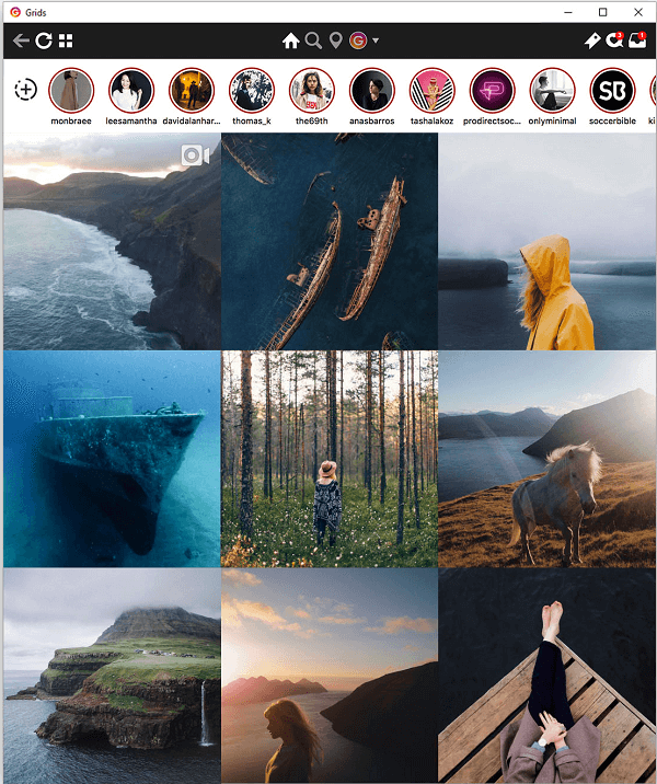 Les grilles reflètent l'expérience Instagram de votre téléphone et incluent la possibilité de voir des histoires sur votre bureau.