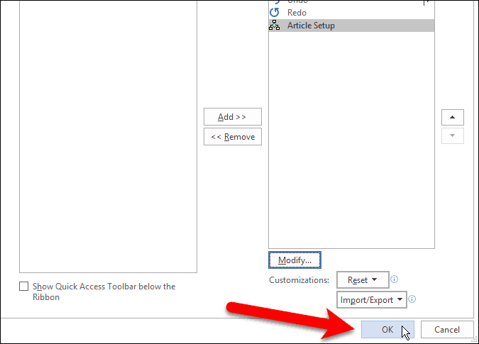 Fermez la boîte de dialogue Options Word