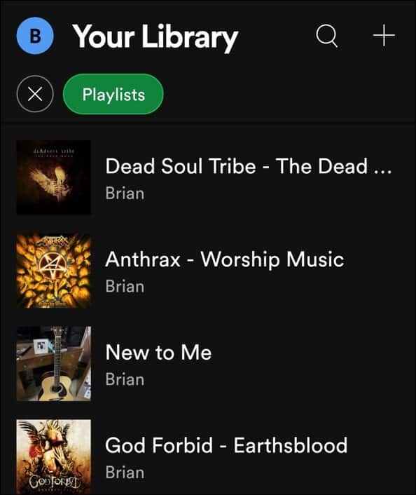 sélectionner la liste de lecture spotify android