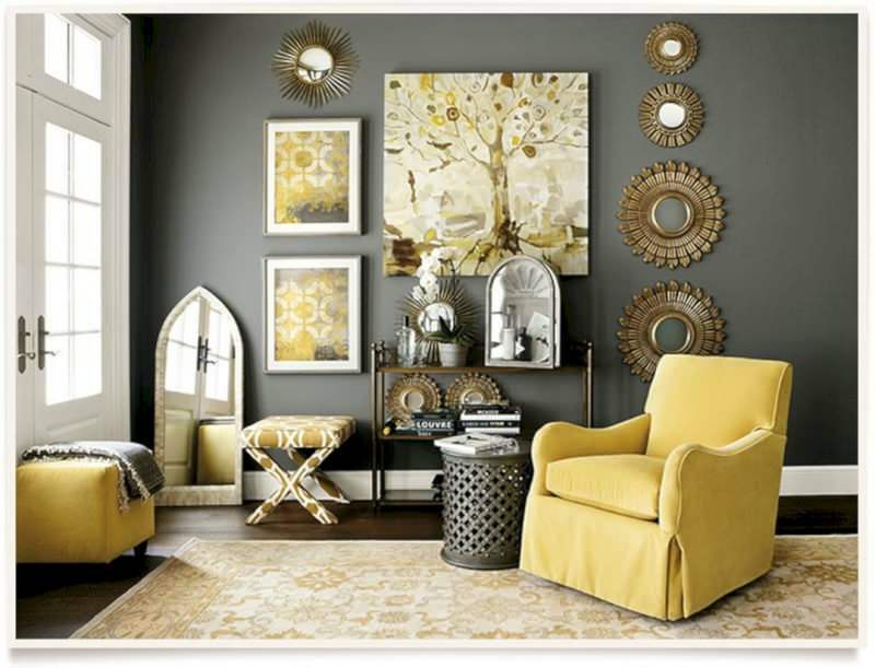 suggestions de décoration gris jaune