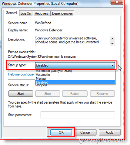 Désactiver le service Windows Defender dans Windows Server 2008 ou Vista:: groovyPost.com