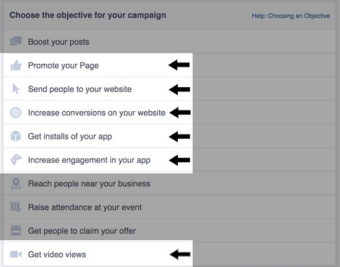objectifs publicitaires Facebook pour les publicités vidéo