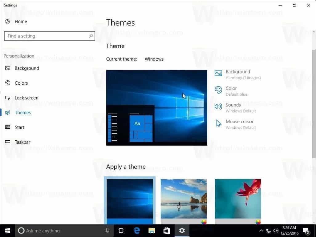 Thèmes Windows 10 Creators Update 1703