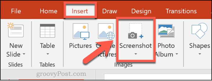 Insertion d'une capture d'écran dans PowerPoint