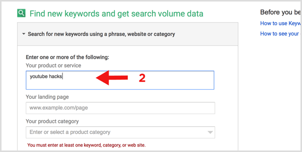 Google Keyword Planner recherche de nouveaux mots clés