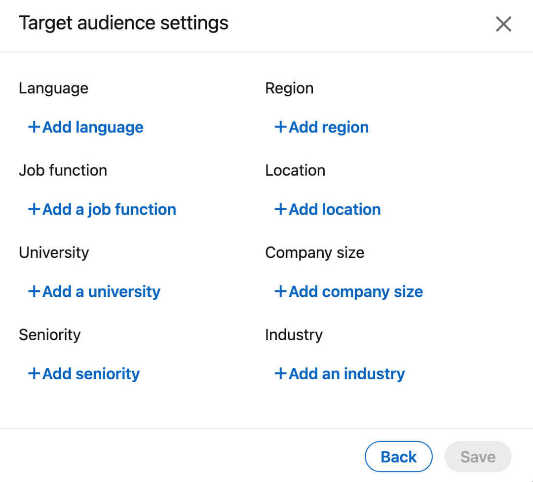 Linkedin-page-d'entreprise-fonctionnalités-d'engagement-comment-partager-du-contenu-en-tant-que-page-audience-cible-paramètres-étape-3