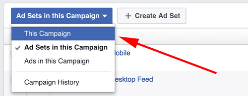 gestionnaire d'annonces facebook sélectionnez la campagne
