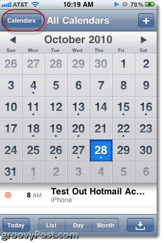 Calendrier iPhone Hotmail