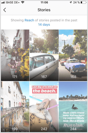 Affichez les données Instagram Stories Reach dans Instagram Analytics.