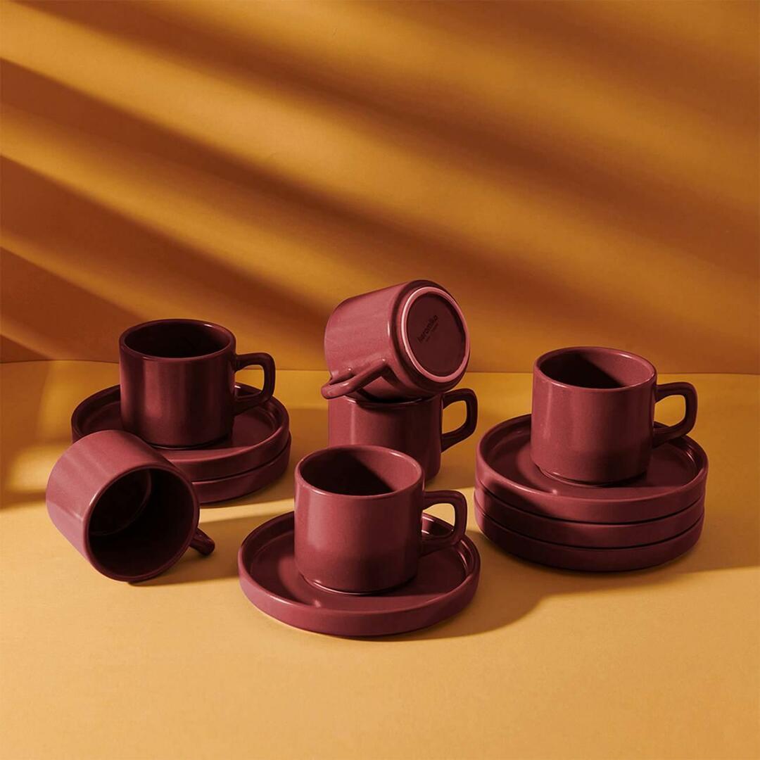 Ensemble de 12 tasses à thé empilables Keramika