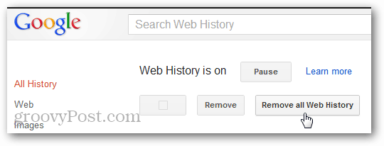 supprimer la confirmation de l'historique Web du compte Google