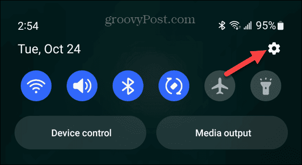 nuance de notification du bouton des paramètres Android