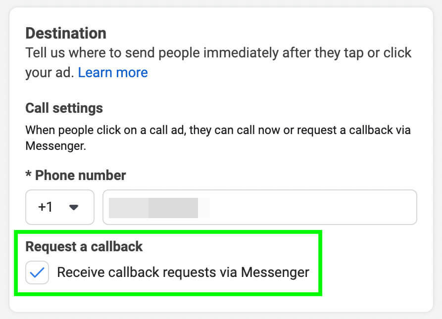 comment-utiliser-la-meta-call-ads-callback-option-configurer-call-settings-request-callback-box-recevoir-callback-requests-via-messenger-example-2