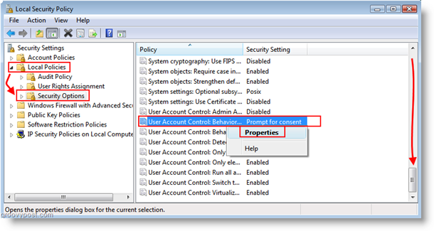 Définir le comportement du compte d'utilisateur pour le contrôle de compte d'utilisateur (UAC) Windows Vista