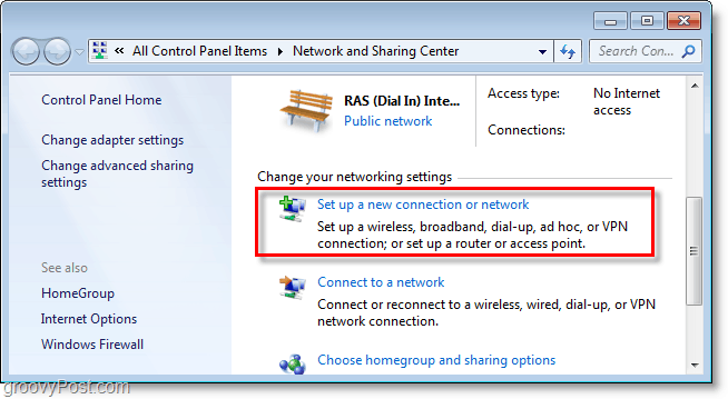 configurer une nouvelle connexion ou un nouveau réseau dans Windows 7