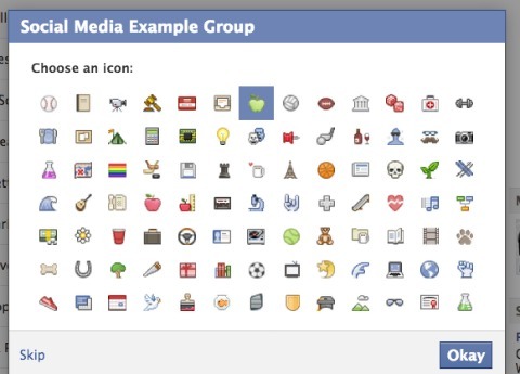 paramètres de l'icône du groupe facebook