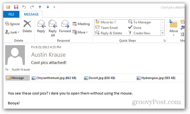 Comment ouvrir des pièces jointes dans Outlook 2013 sans souris
