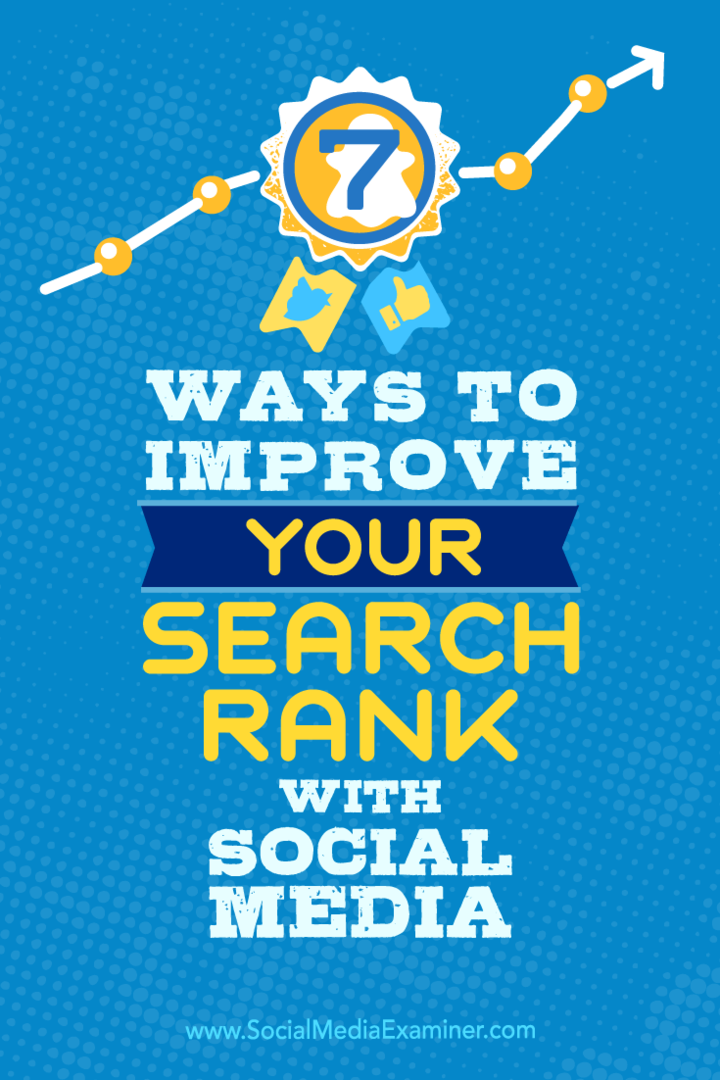 Conseils sur sept façons d'améliorer votre classement dans les recherches en utilisant les médias sociaux.