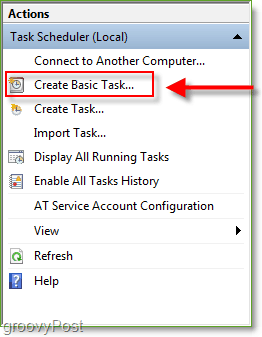 Capture d'écran: Planificateur de tâches Windows 7 Créer une tâche de base