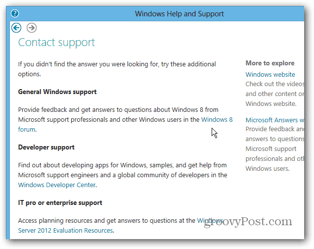 Contacter les forums de support de Windows 8