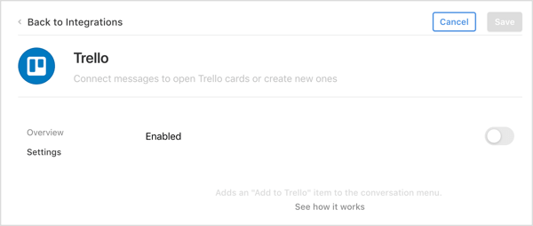 Installez l'intégration Trello dans l'application Front.