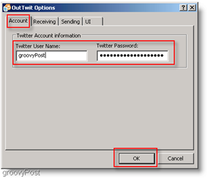 Twitter dans Outlook: configurer OutTwit