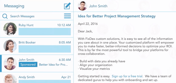 Comment créer des publicités LinkedIn basées sur des objectifs, un échantillon d'annonce InMail sponsorisé par John Smith