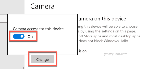 Désactiver l'accès à la caméra sous Windows 10
