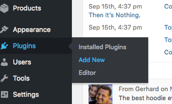 Ajoutez un nouveau plugin WordPress à partir de l'onglet Plugins.