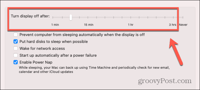 options de temps de veille sur Mac